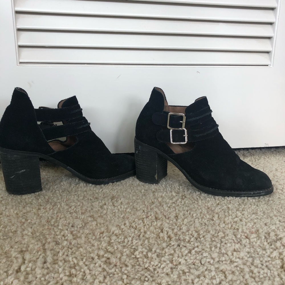 Jeffrey Campbell Suede Buckle Bootie Heels
